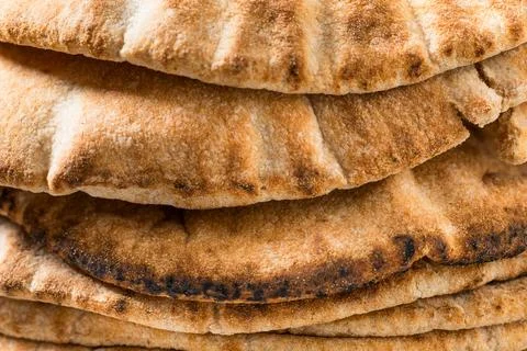 Middle Eastern Whole Wheat Flatbread Pita Bread Stock Photos
