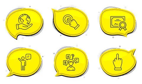 Middle finger, Agent and Touchscreen gesture icons set. Quiz test sign. Gesture 스톡 일러스트