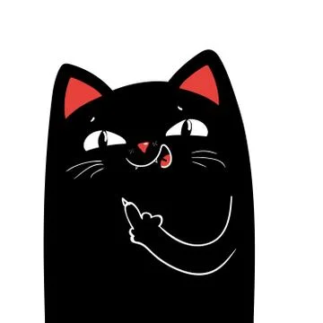 Middle finger black cat. Vector illustration EPS 10 Stock Illustration