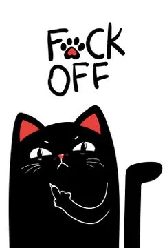 Middle finger black cat. Vector illustration EPS 10 Stock Illustration