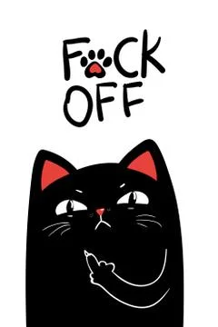 Middle finger black cat. Vector illustration EPS 10 Stock Illustration