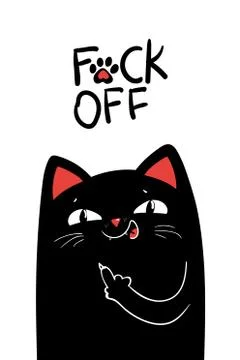 Middle finger black cat. Vector illustration EPS 10 Stock Illustration