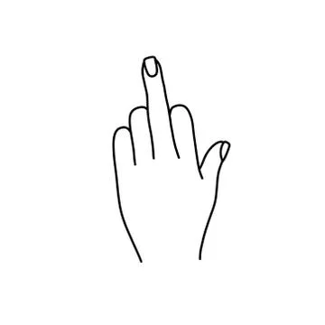 Middle finger doodle icon, vector lineillustration Stock Illustration