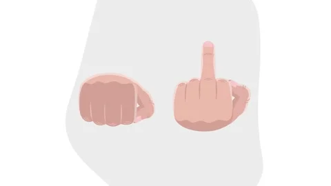 The middle finger. Gesture. Light background. Stock Footage 221037717