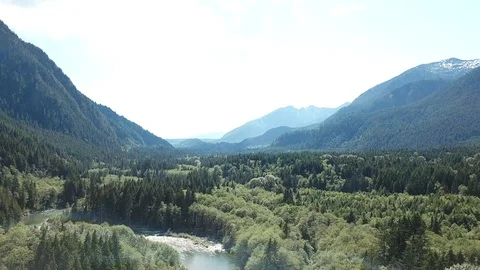 Middle Fork Snoqualmie River, WA - Fly Over Stock Footage 92814928