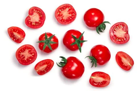 Middle globe tomatoes, top, paths Stock Photos