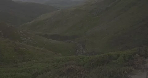 Middle of the hills looking down, green hills, Edale Skyline, 4k, 24fps, VLOG Stock Footage 277231020
