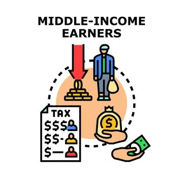 Middle income earners receiving financial support concept イラスト素材