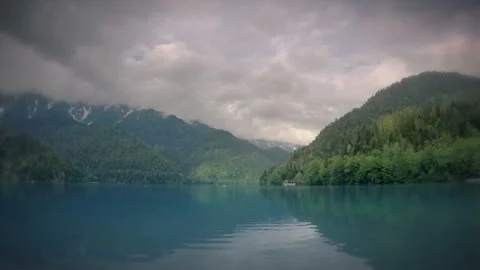 In the middle of lake sci-fi binoculars Stock Footage 114444376