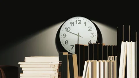 In the middle of the night, the clock on the wall of the study is ticking. Stock Footage 333391292
