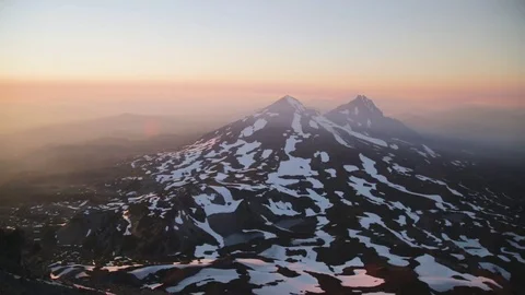 Middle &amp; North Sister During Sunset Stock Footage 81532825