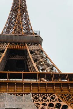 Middle Part of the Paris Eiffel Tower Close Up Stock Photos