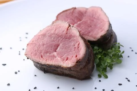 Middle rare steak Stock Photos
