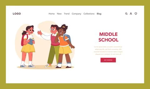 Middle school concept. Flat vector illustration Stock Illustration