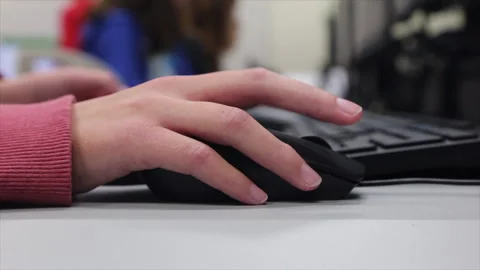 Middle School Student Navigating with Mouse Stock Footage 247421145