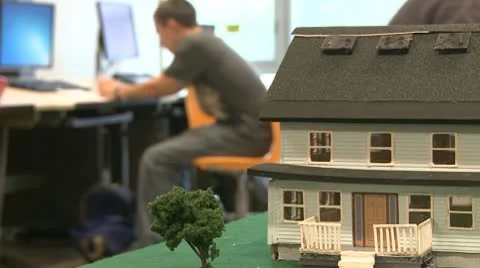 Middle school student using computer in drafting class Stockbeeldmateriaal 8979834