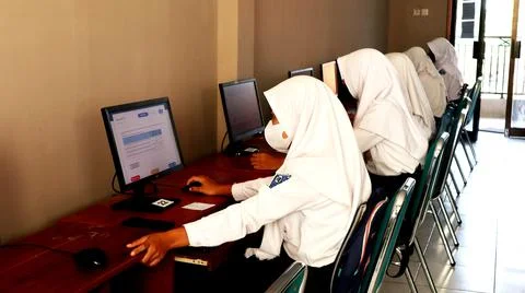 Middle school students in Java, Indonesia Stock Photos
