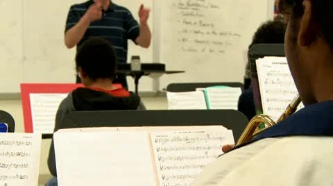 Middle school students practicing in Music Class (9 of 10) Stock Footage 8979858