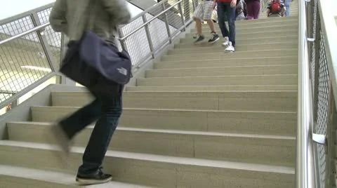 Middle school students using stairs (1 of 2) Stock Footage 8979889
