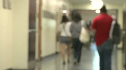 Middle school students walking down hall (3 of 3) Video stock 10340277