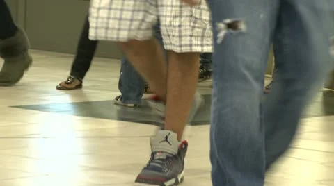 Middle school students walking through hall Stock Footage 8979888