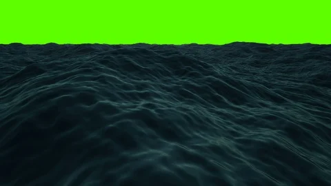Middle of the Sea with Waves and Wind on a Green Screen Stock Footage 98819690