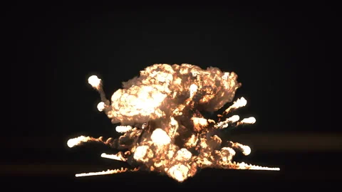 Middle size trotyl hot explosion with smoke trails. 3d rendering. HD resolution Stock Footage 132885239