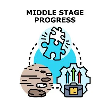 Middle stage business progress achieving success development Stock Illustration