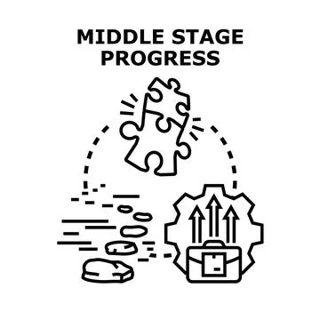 Middle stage business progress achieving success development Stock Illustration