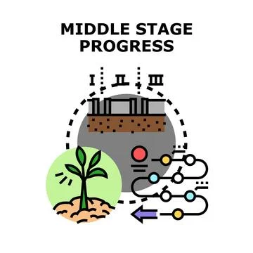 Middle stage progress concept with growth and workflow イラスト素材