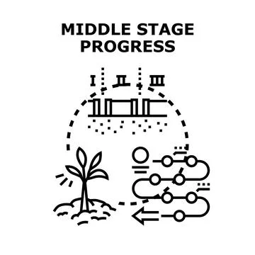 Middle stage progress concept with growth and workflow 库存插图