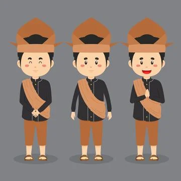 Middle Sulawesi Character with Various Expression Stock Illustration