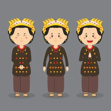 Middle Sulawesi Character with Various Expression Stock Illustration