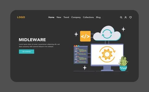 Middleware concept with cloud computing. Flat vector illustration イラスト素材