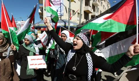 Mideast Palestinian Protest Unity - Mar 2011 Stockfoto's