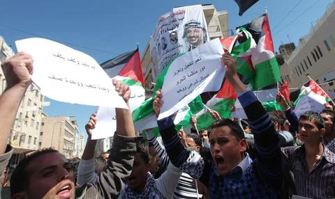 Mideast Palestinian Protest Unity - Mar 2011 Stockfoto's