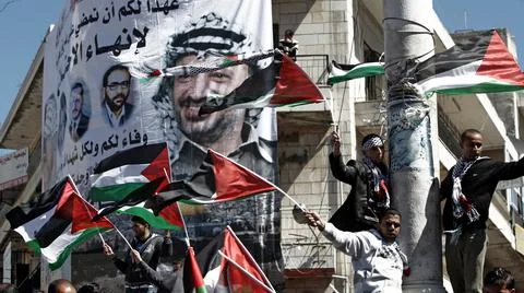 Mideast Palestinian Protest Unity - Mar 2011 Stockfoto's