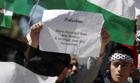 Mideast Palestinian Protest Unity - Mar 2011 Stockfoto's
