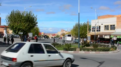 Midelt Morocco small town traffic Circle with locals moving and traffic driving Stock-Footage 47341838