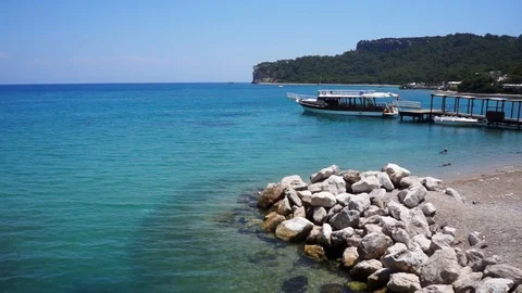 Mideterian Sea beach in the Turkey. Stock Footage 108078656