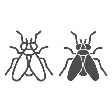 Midge line and solid icon, Insects concept, Fly sign on white background, Midge イラスト素材