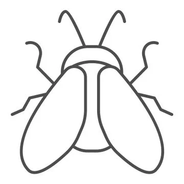 Midge thin line icon, Insects concept, Fly sign on white background, Midge icon Stock Illustration