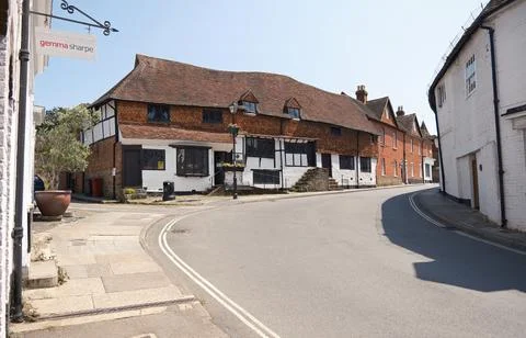 Midhurst Old Library Building Timber Framed Street Scene Traditional Stock Photos