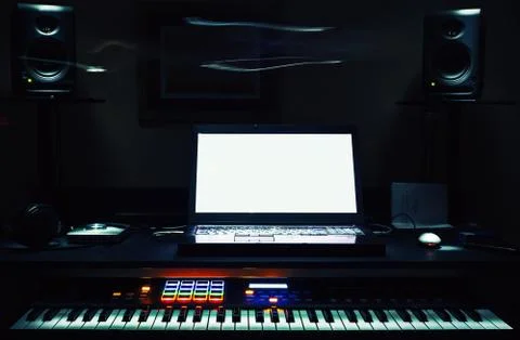 Midi Controller and Lap Top Foto stock