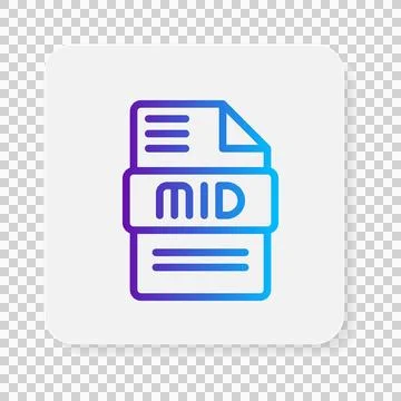 Midi document flat icons. files type, extension symbol icon.  Stock Illustration
