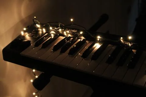 Midi Keyboard With Lights On Top Stock Photos
