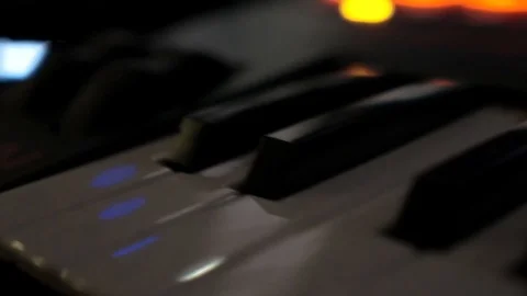 Midi Keyboard In Strobe Light Slide Right Stock Footage 97292126