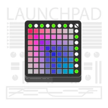 Midi launchpad controller. Flat line art. Illustrazione stock