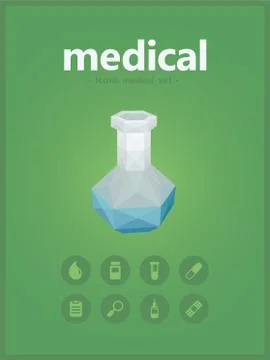 Midical icons set with vitro polygon style Stock Illustration