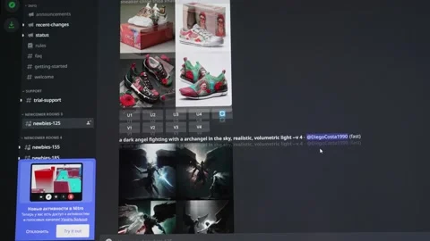 Midjourney on your computer screen. Artificial intelligence for image generation Video stock 233244812